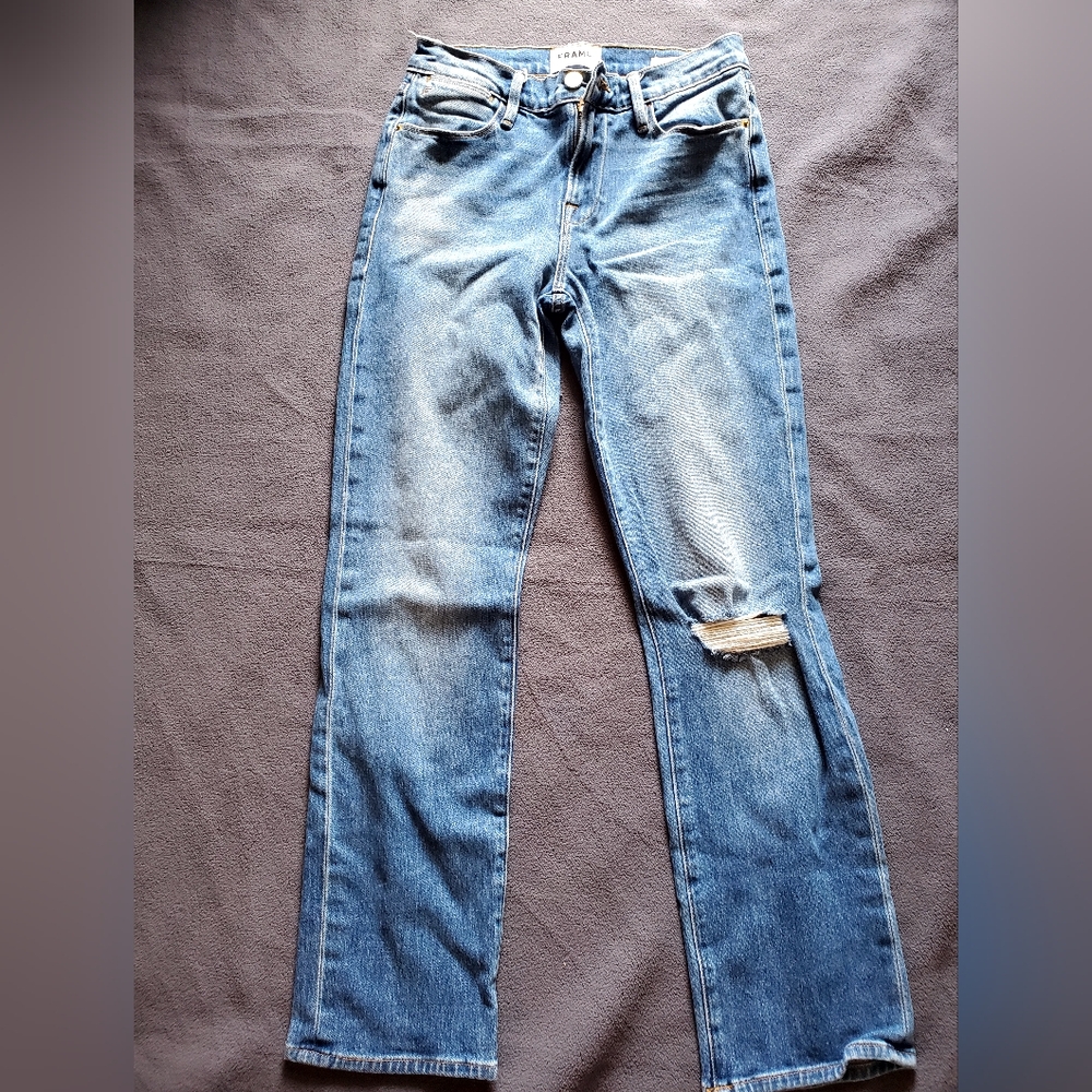 FRAME Women's Blue Distressed Jeans